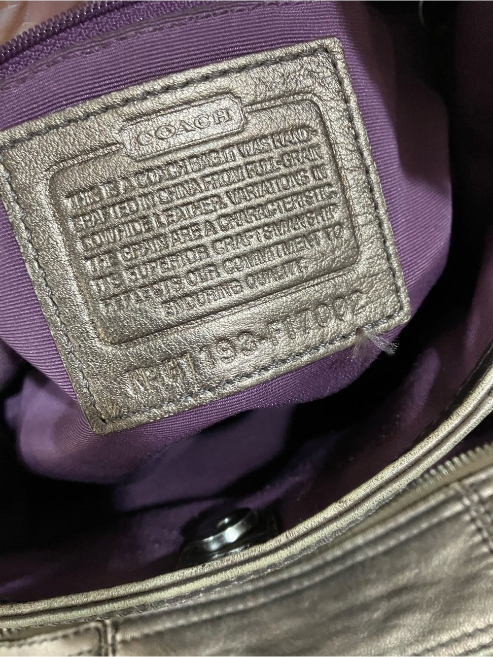 Coach Metallic Bronze Leather Shoulder Hobo Bag - Picture 13 of 15